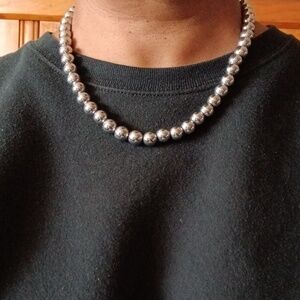 Heavy Silver 10' Bead Necklace